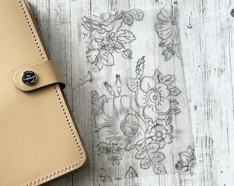 Black Line Floral Vellum Dashboard, Line Art Floral, Planner Insert, Black Flower Design, Planner Inserts, Pocket Size, A5, Personal Size A5