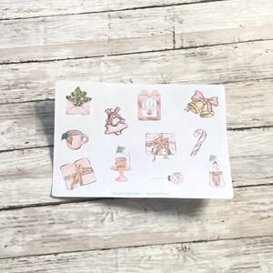 Pink Christmas Planner Sticker Sheet, Bullet Journal Stickers, Planner Stickers, Christmas Stickers,
