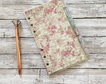 Shabby Chic Monthly Tabbed Planner Dividers, Filofax Personal Dividers- set of 12 or 6, Happy Planner, A5, Filofax, Planner Inserts, Pocket