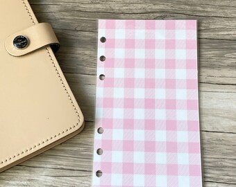 Planilha de planejamento xadrez rosa, tamanho A5 de bolso pessoal