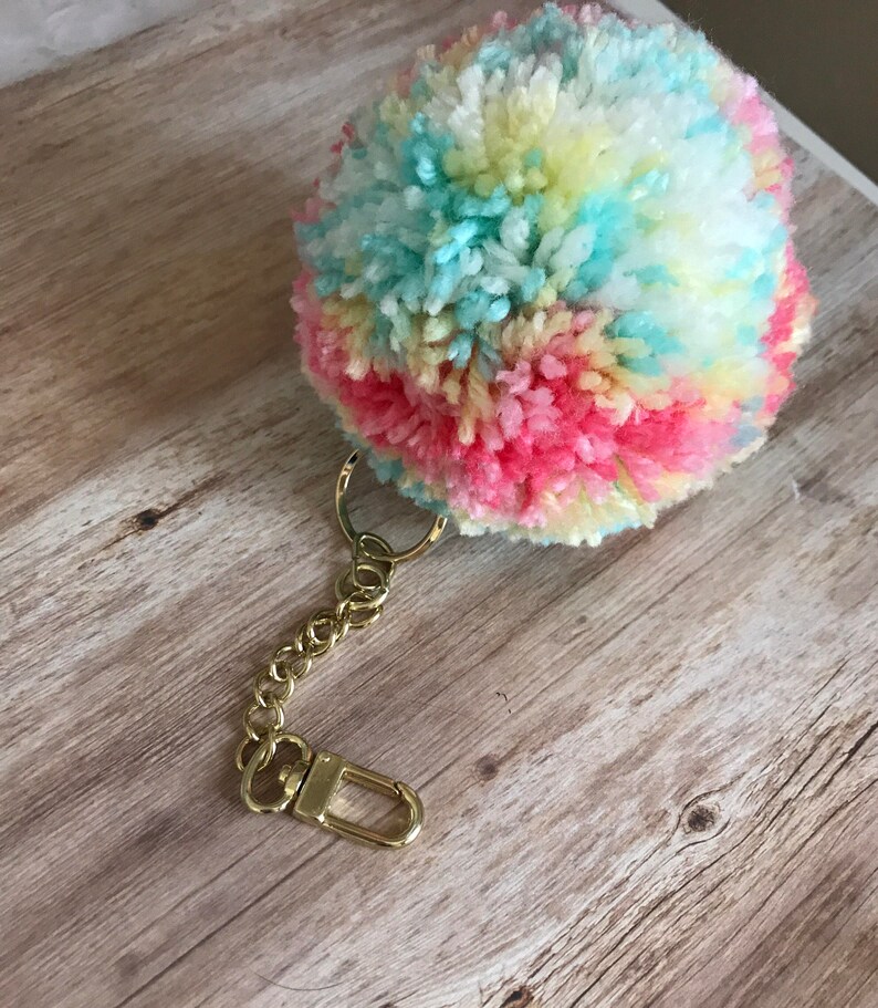 Jumbo Tuti Fruti Pom Pom With Extended Keychain/ Handbag ...