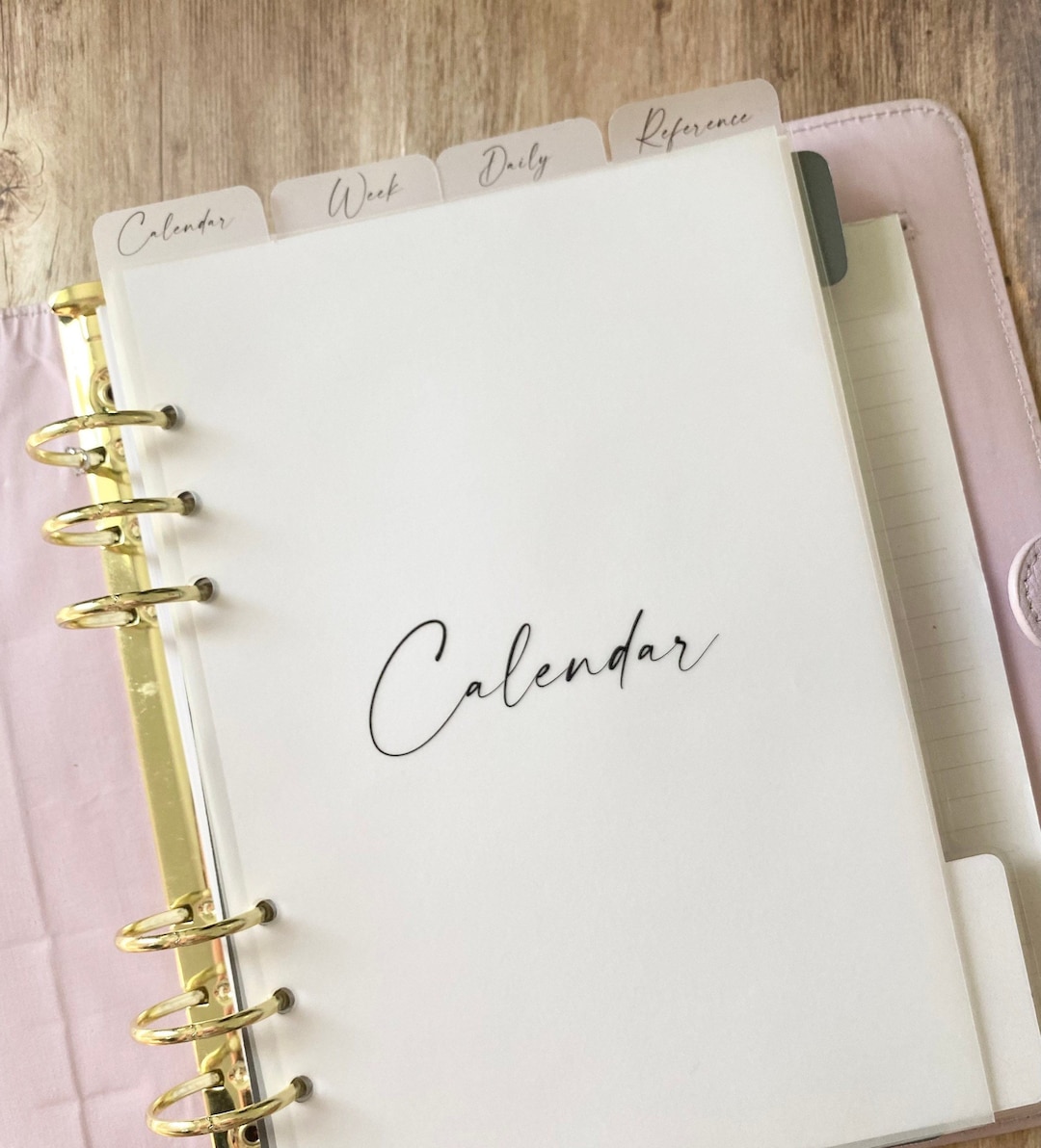 Vellum Top Tab Planner Dividers, Custom Script Font Clear Vellum Top or