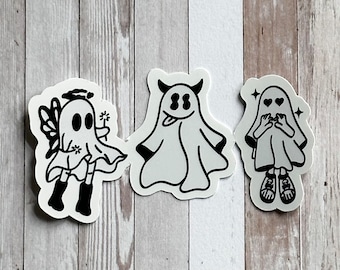 ハロウィンゴーストファミリーステッカー、ハロウィンプランナーステッカー、不気味な季節ステッカー、秋のステッカー、かわいいゴーストステッカー、不気味な季節、デカール