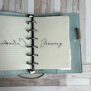 12 insertos mensuales de vitela para agenda, separadores minimalistas de vitela para calendario, insertos transparentes para agenda mensual, insertos para agenda anual, Filofax, HP