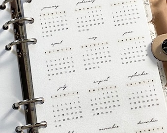 2026 Calendar, Year at a Glance Planner Dashboard, Vellum Yearly Dashboard, Minimal Vellum Planner Inserts