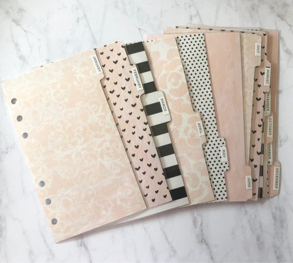 Soft Pink Monthly Tabbed Planner Dividers Planner 