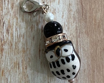 Black Owl Planner Charm, Travelers Notebook Charm, Planner Accessories