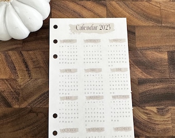2026 Yearly Vellum Planner Dashboard, Year at a Glance, A5, Personal, HP Dashboard