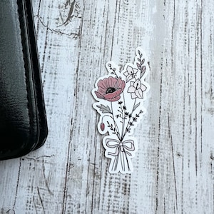 Birth Month Flower Sticker, Birth Month Flower Decal, Coquette Birth Month Flower Clear Sticker, Girly Birth Month Flower Laptop Decal, Gift