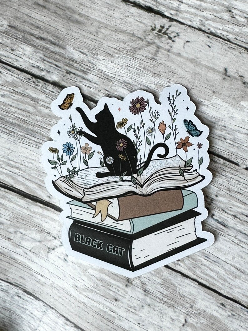 Cat and Books Sticker, Planner Stickers, Book Lover Gift, Reader ...