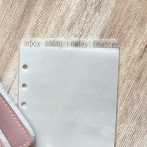 Separadores de agenda con pestañas superiores de papel vegetal, separadores transparentes, juego de 4 o 5, pestañas personalizadas, tamaño personal, A5, regalo para planificadores