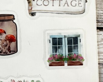 Cottagecore Planner Stickers, Duidelijke Boho Stickers, Glanzende Tuinstickers, Decoratieve Stickers, Planner Accessoires, Vintage Stickers