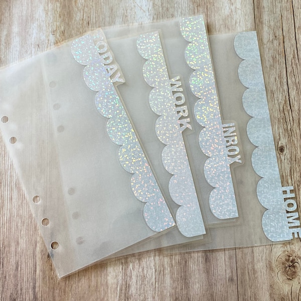 Custom Vellum Planner Dividers, Transparent Vellum Dividers, Holographic Divider Tabs, A5 Planner Inserts, Planner Gift