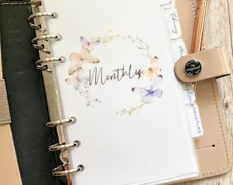 Butterfly Vellum Planner Dashboard, Custom Script Planner Dashboard, Clear Dashboard, Monthly Planner Dashboard Personal,A5, A6, Pocket