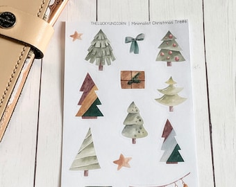 Christmas Tree Sticker Sheet, Planner Bullet Journal Stickers, Planner Stickers, Minimalist Stickers, Christmas Tree Stickers