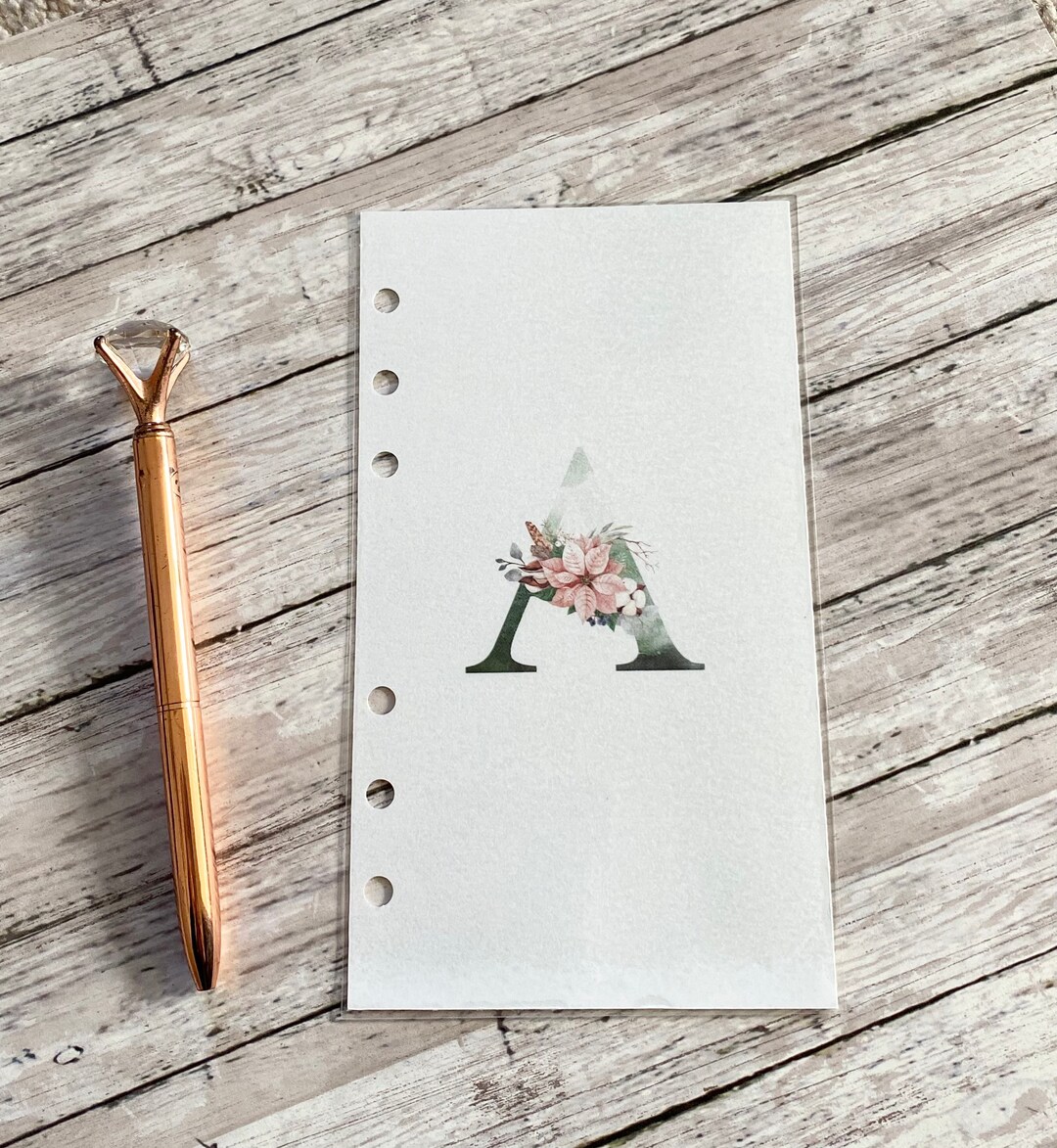 Personalized Monogram Vellum Dashboard, Custom Vellum Planner Insert