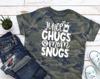 Juice Chugs & Mom Snugs Shirt, Funny Kids Shirt, Chicken Nugget Shirt, Toddler Shirt, Gender Neutral Shirt, Simple Kids Shirt,