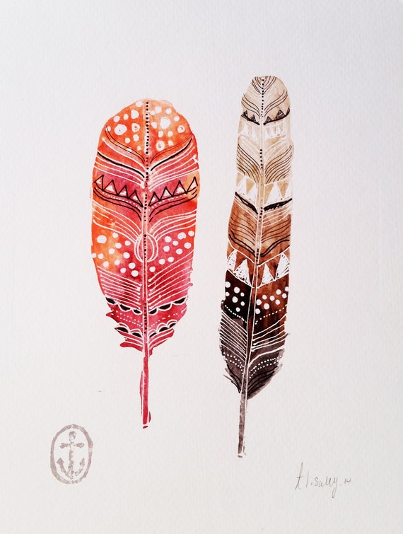 Items similar to 8x10 Watercolor Feathers (pick your colors!) on Etsy