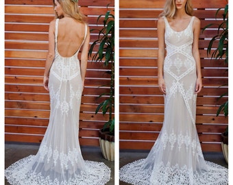 items similar to lisa lace bohemian wedding dress cotton lace with