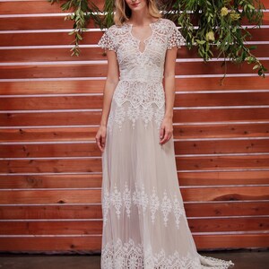 Azalea Lace Bohemian Wedding Dress Cotton Lace With OPEN BACK Handmade ...