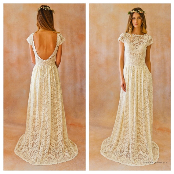 Catherine Simple BOHEMIAN Wedding Dress Boho Wedding Gown With