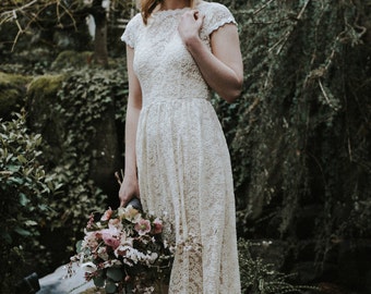 Catherine Simple BOHEMIAN Wedding Dress | Boho Wedding Gown with POCKETS| Backless Wedding Dress | Free CUSTOM Made to measure | Size 0 - 18
