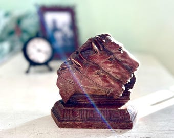 Vintage Pferdekopf Buchstütze - Holzimitat Resin Reiter Dekor (ss-Q)