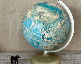 Vintage Rand McNally World Globe: Raised Relief, Late 1950s