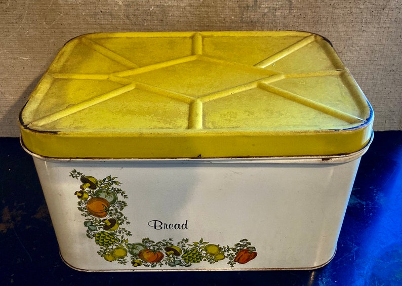 Vintage BREAD Box/vintage Cheinco Metal Bread Box/spice of Life Design/removable Lid/mid Century