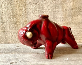 Vintage Liquor Decanter, Designed by Eric Olsen, Red Bull Decanter, 1969 Liquor Decanter, Reg. D. 71