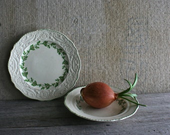 Vintage Antique Steubenville Bowl and Plate in Adam Antique Orange Blossom -- Shabby Chic, Farmhouse Chic