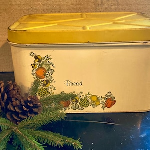 Vintage BREAD BOX/Vintage Cheinco Metal Bread Box/Spice of Life Design/Removable Lid/Mid Century Bread Box/Retro