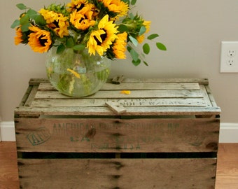 Rare Antique California Fruit Crate with Lid that Latches, Rustic Storage Crate, Primitive Crate with Lid