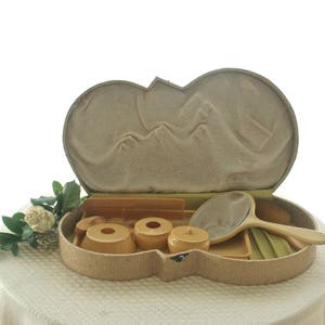 ANTIQUE VANITY SET / Antique French Ivory Vanity Set with Case / 1920s Vanity Set / Art Deco Era / Art Deco Vanity Set