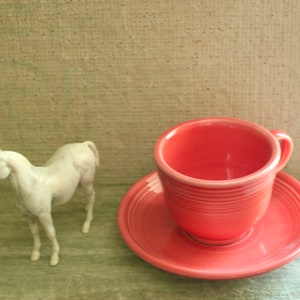 Vintage Homer McLaughlin Tea Cup, Coffee Cup with Saucer, Orange Retired Color,  Mid Century Homer McLaughlin Fiesta