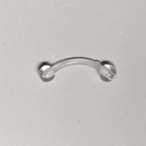 2 PC SET -16G Gauge-Curved Clear Bioflex Barbell Piercing Retainer-Choose 8mm or 10mm-3mm ball-Metal/Allergy Free-Hide Piercing-Sports, etc.