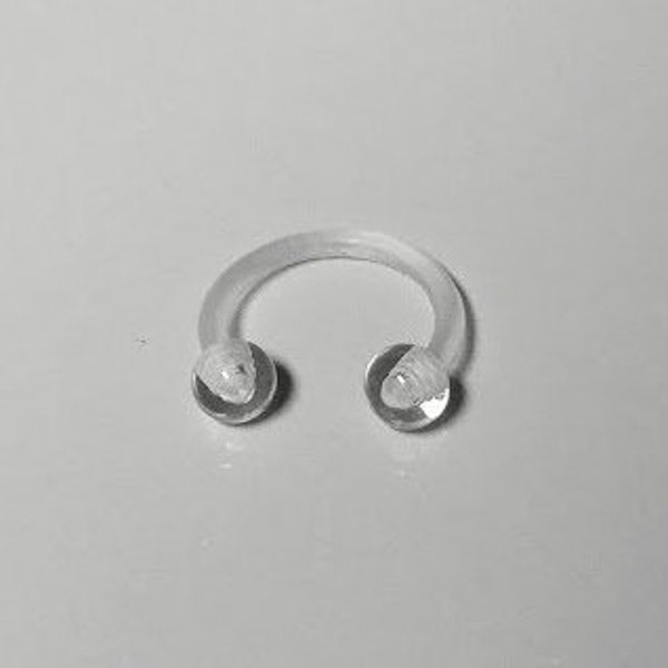 2 PC SET -16G Gauge Clear Invisible Septum Retainer Bioflex Nose Ring Horseshoe Retainer-Choose 8mm or 10mm-Metal Free-Sports-Hide Piercing