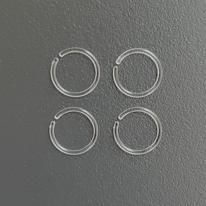 18G Gauge - 9mm - Select QTY - Clear Acrylic Flexible OPEN Nose Ring Septum Retainer - Metal Free- Sports-Work-Uniform-School-Comfort
