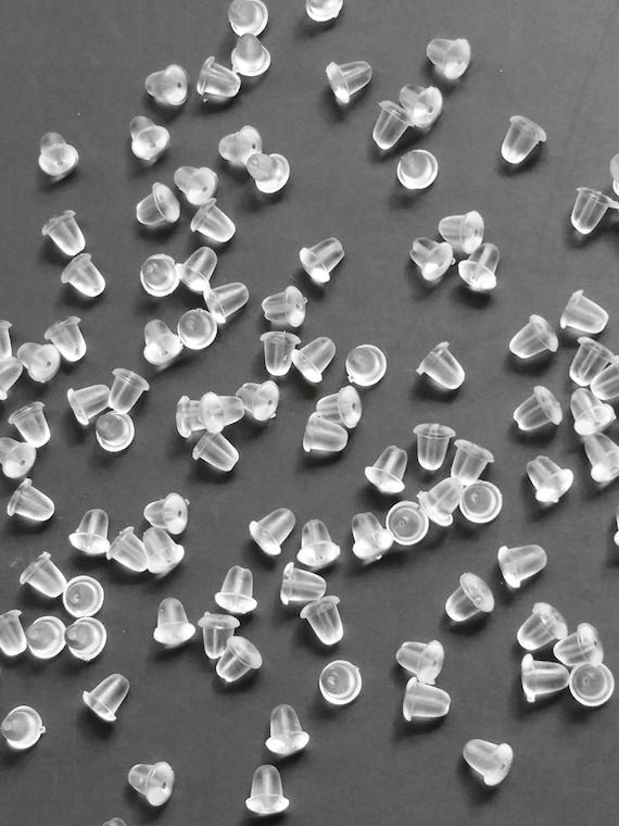 4mm Soft Silicone Rubber Earring Backs Stoppers- French Hook Wire