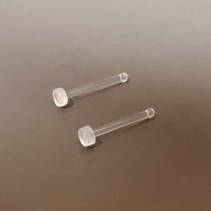 20G Gauge-Clear-Choose Flat Pad or Ball Length BioFlex Nose Stud-Septum Retainer-Flexible-Hide Piercing-Sports-Uniform-Metal Free-CHOOSE QTY