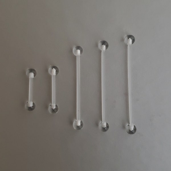 2 PC SET - 14G Gauge - Bioflex Barbell Piercing Retainers-Various Sizes Available-Choose your Length & Ball Size- Metal/Allergy Free -Sports