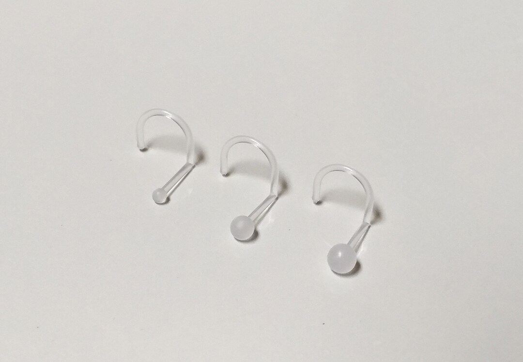 2 PC SET20G Gaugebioflex Clear Acrylic Septum Nose Ring Piercing