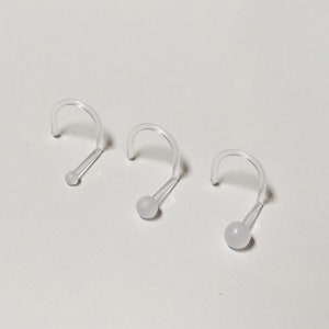 2 PC SET-20G Gauge-Bioflex Clear Acrylic Septum Nose Ring Piercing Retainer-Work-Uniform-Sports-Choose Ball or Flat Pad-1.5mm, 2mm,2.5mm,3mm