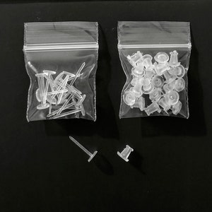 20pc. VALUE PACK - 3mm Pad - Ear Piercing Retainers - Acrylic- Metal Free -Work-Uniform-Sports-Hide-it Piercing Stud-20 Retainers & 20 Backs