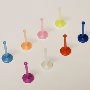 8 Piece Colorful Set -Choose 18G or 20G Gauge - Acrylic - Metal Free -Septum Nose Stud Piercing Retainer Jewelry - Allergy - Sports