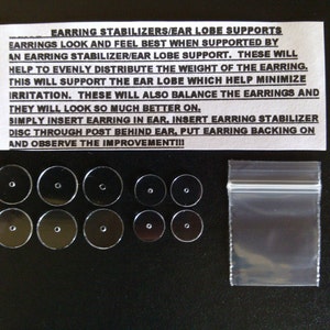 Reusable Ear Lobe Supports / Earring Stabilizers / Earring Supports -Fix Drooping Earrings -TW0 SIZES - Large & Rare Smaller size combo pack