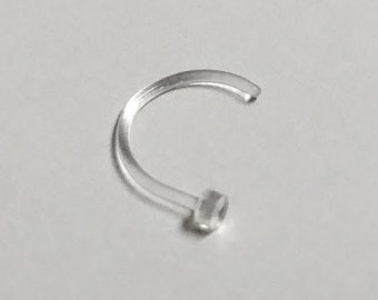 20G Gauge -Clear Invisible BioFlex-Medical MRI Work-Piercing Septum Retainer-C-Shape Nose Ring-Hypoallergenic-Metal Free-Hide Piercing#120AC