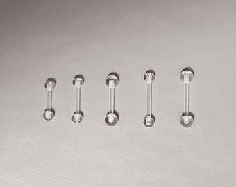 2 PC SET -16G Gauge-Bioflex Straight Barbell Piercing Retainers-Various Sizes Available-Choose your Length & Ball Size-Metal Free-Sports-Etc