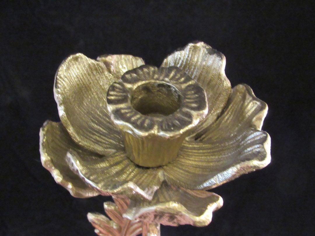 Vintage Metal Flower Candle Holder Etsy