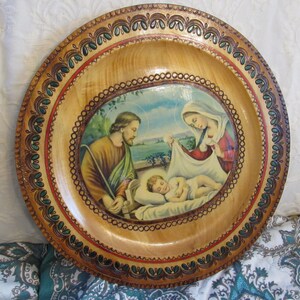Vintage Madonna and Jesus icons on wood